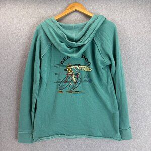 Topsail NC Beach Dog Beach‎ Shop Grill Blue Hoodie  84 Womens Medium Aqua Pocket